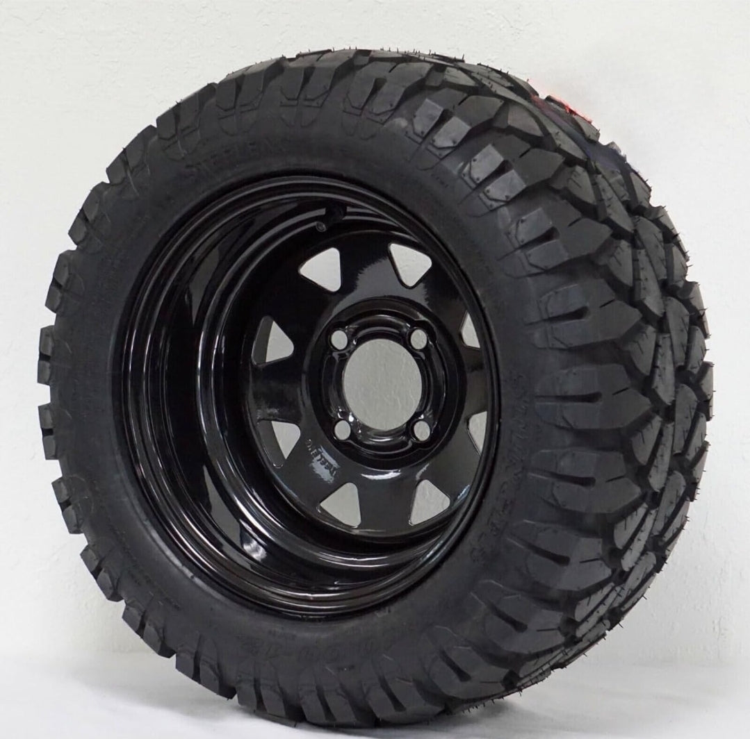 Wheels And Tires - 20x10-12 All Terrain Tires Mounted on Black 12" Steel Wheels - Set of 4